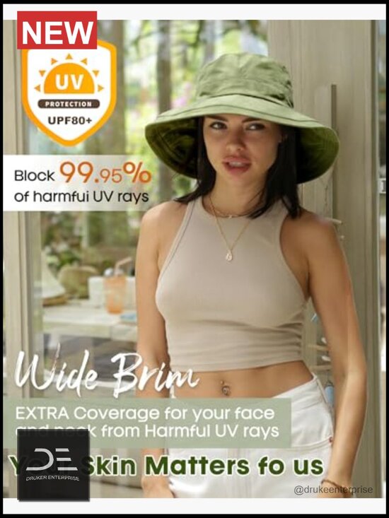 Women\'s Wide Brim Sun Hat with Ponytail Hole UPF 50+ main image 6